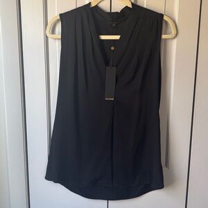 New w/tags Kobi Halperin Classic Black V-Neck Sleeveless Blouse